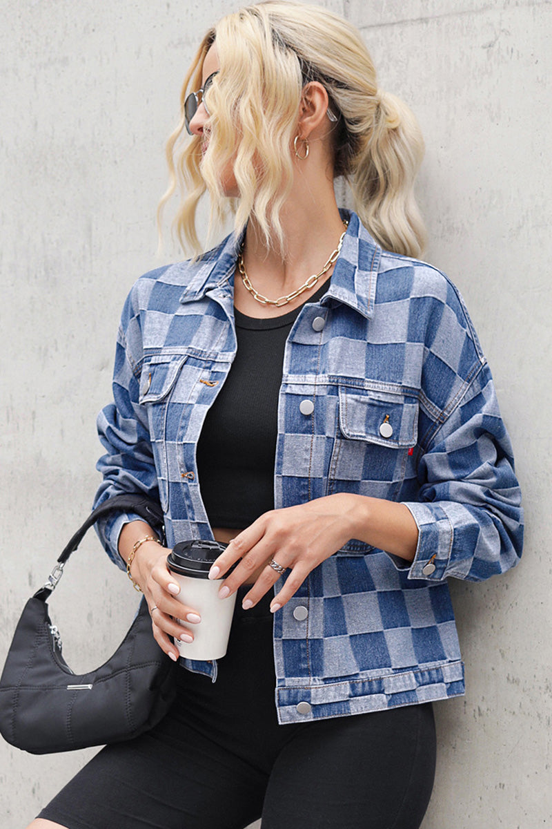 Checkered Denim Jacket