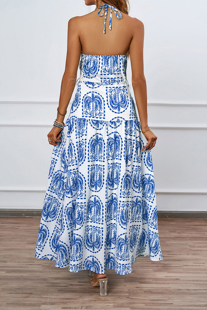 Halter Maxi Dress with Boho Print