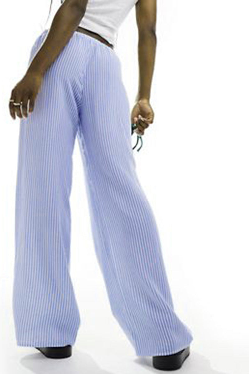 Striped Wide-Leg Lounge Pants