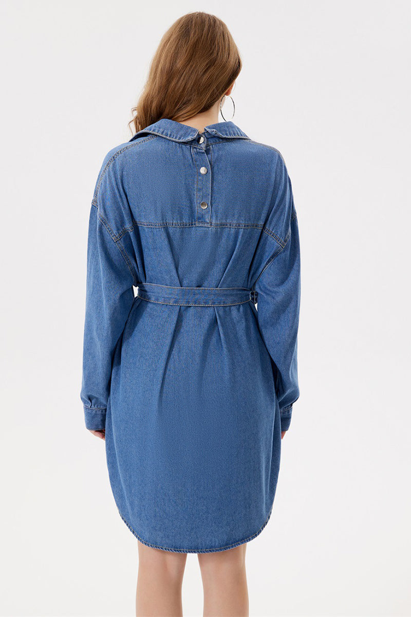 Belted Button-UP Denim Jacket