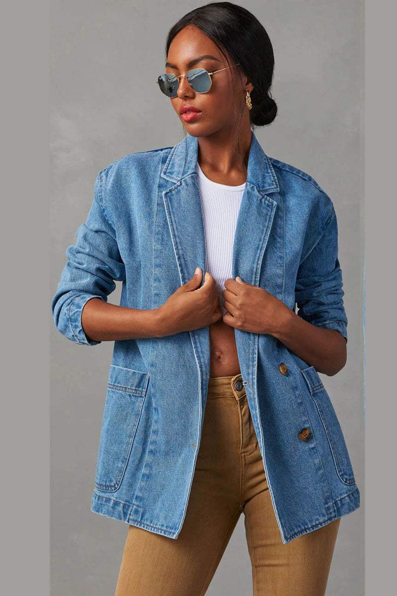 Oversized Denim Blazer Jacket