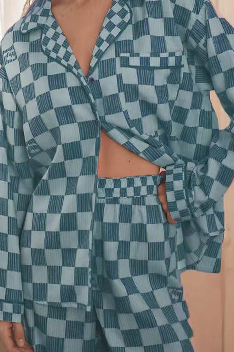 Checkered Button-Up Pajama Set