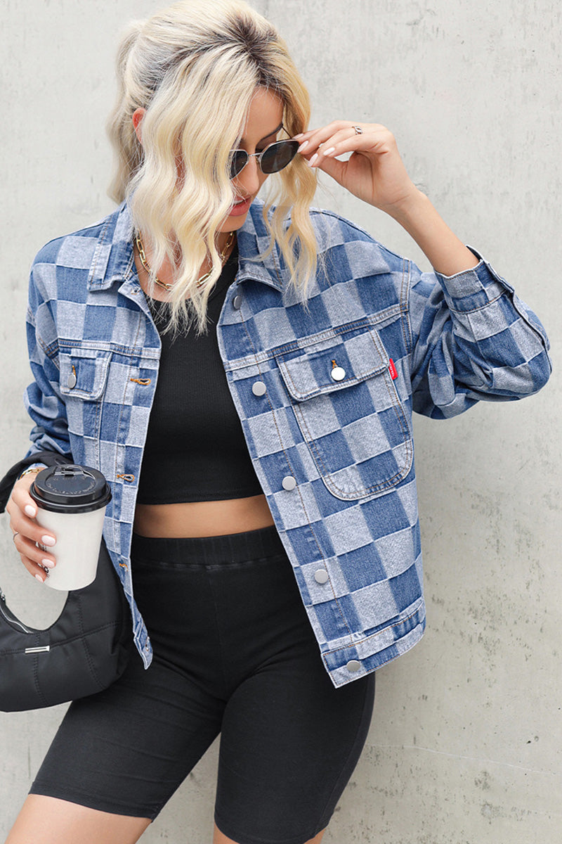 Checkered Denim Jacket