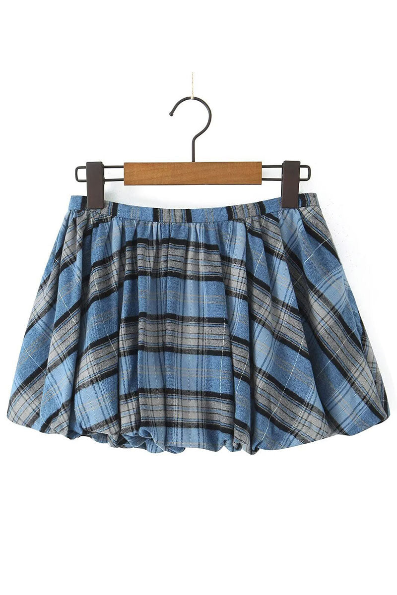 Pleated Plaid Mini Skirt