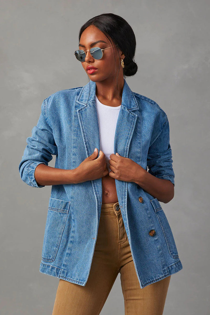 Oversized Denim Blazer Jacket