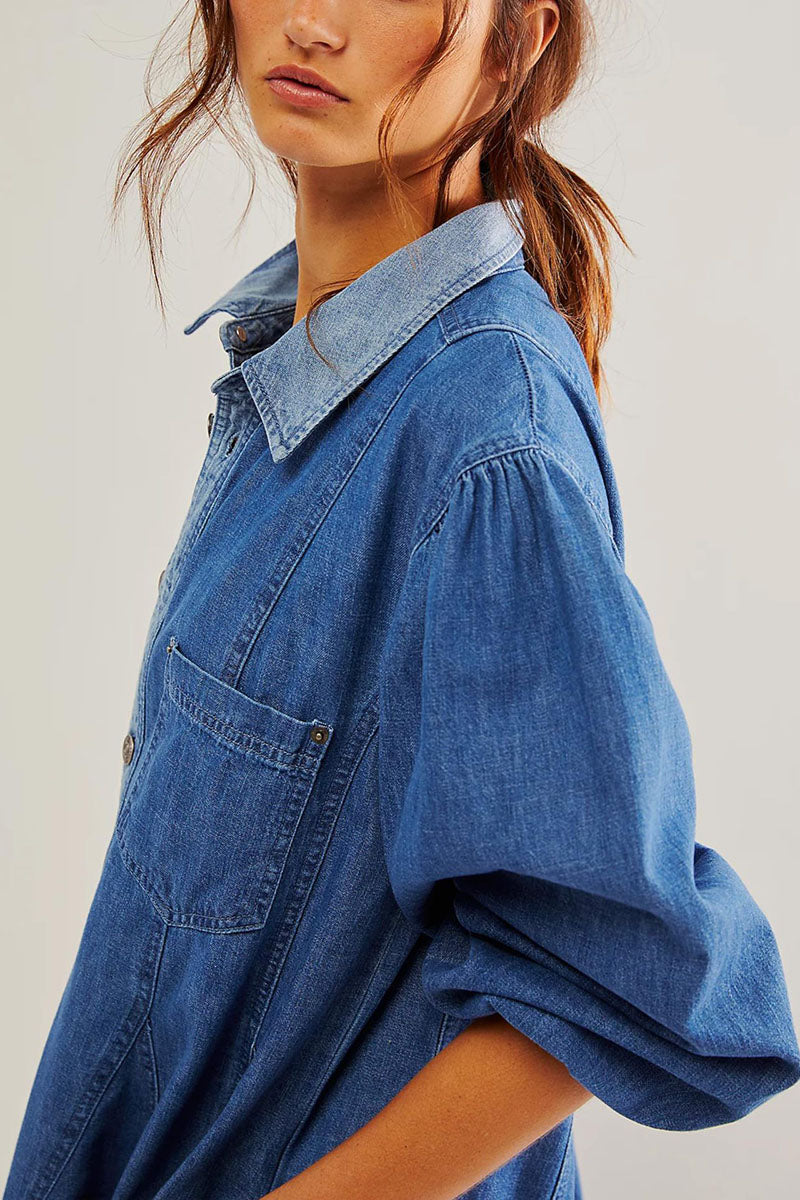 Denim A-Line Shirt Dress