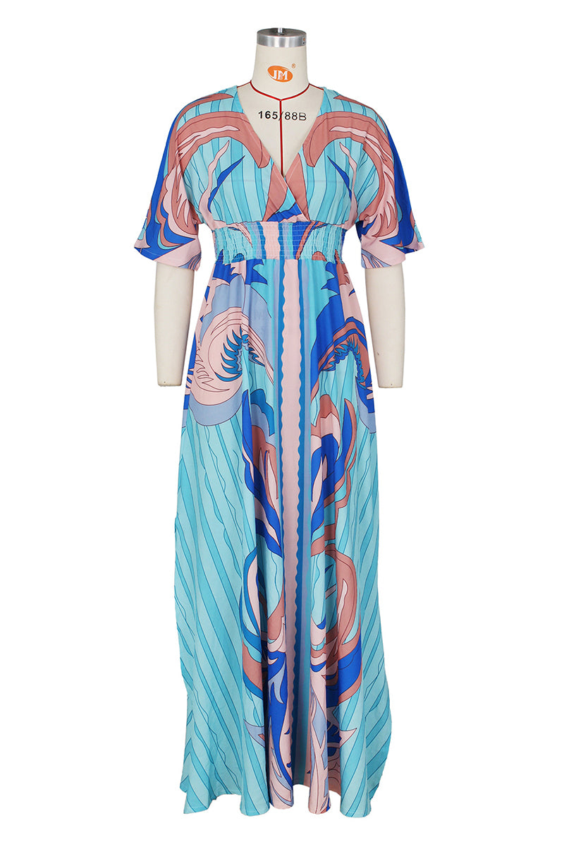 Printed V-Neck Maxi Dress