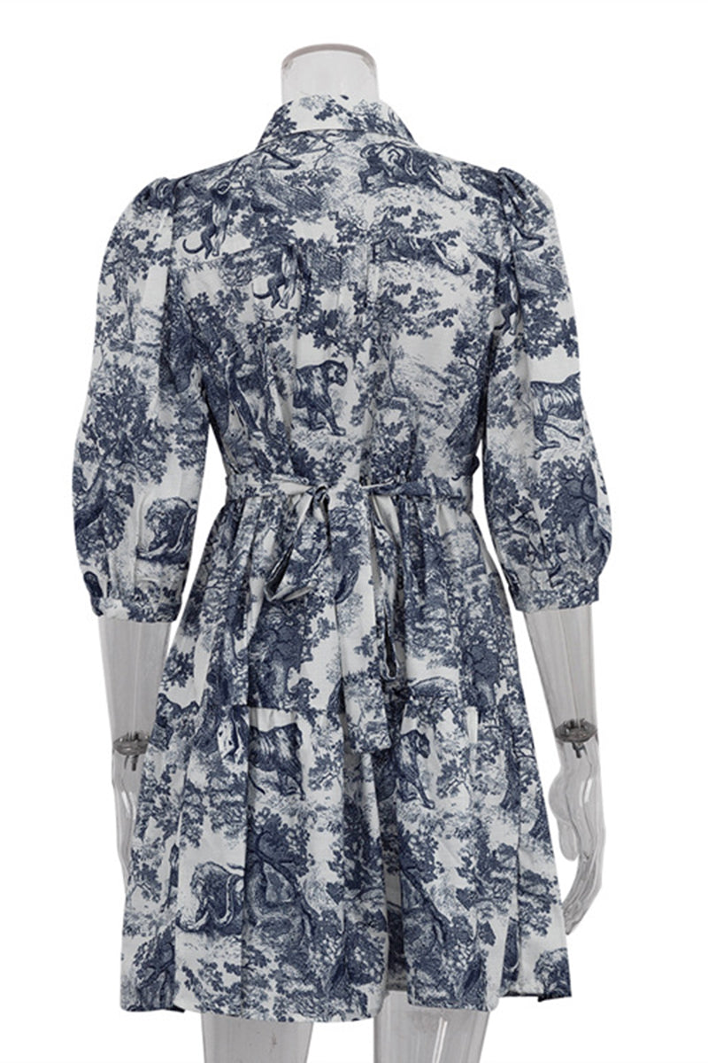 Printed Belted Shirt Dress