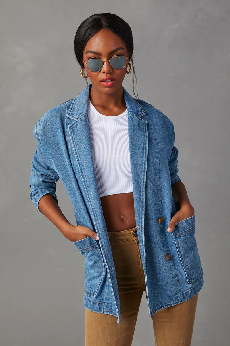 Oversized Denim Blazer Jacket