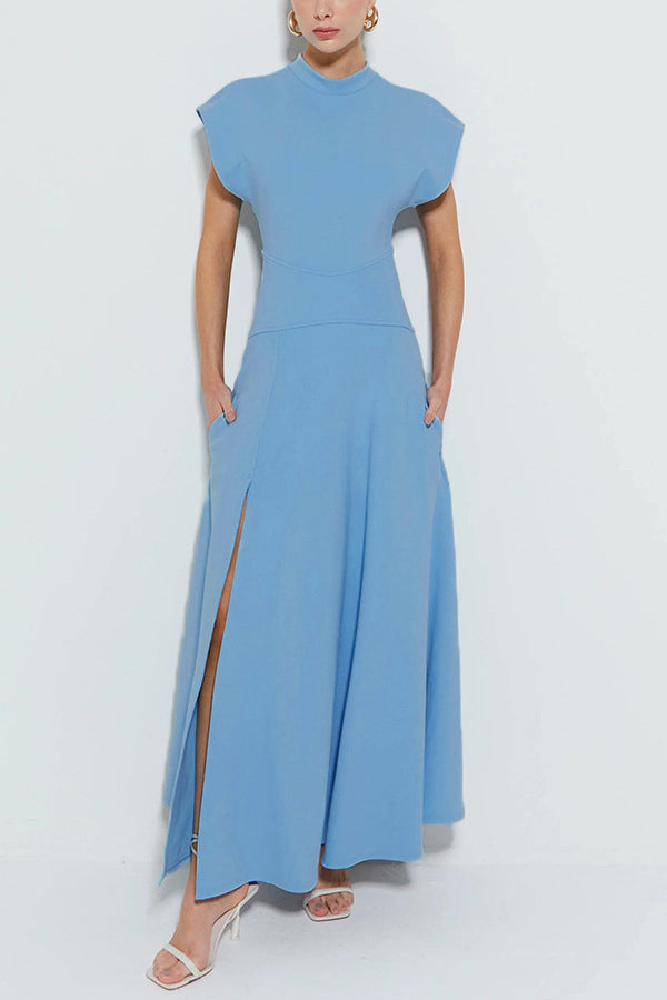 Cap Sleeve Maxi Dress with Flared Hem