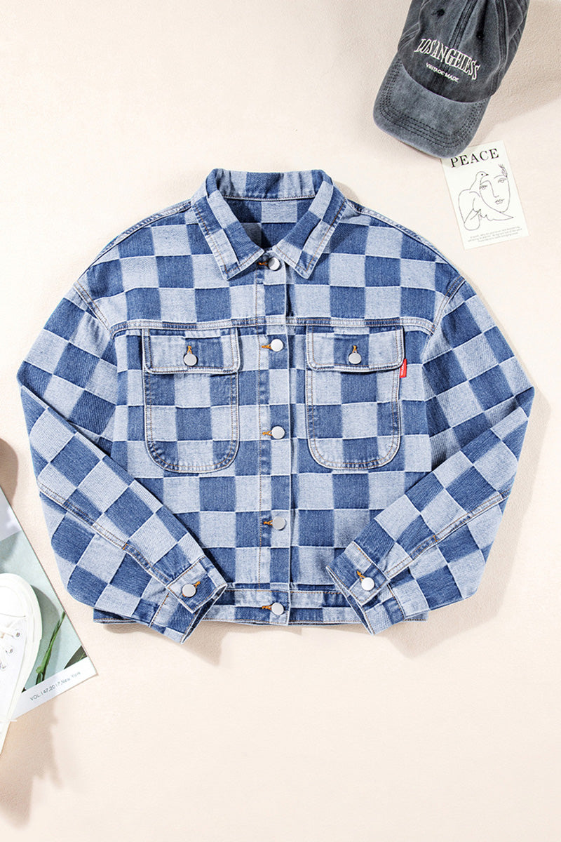 Checkered Denim Jacket