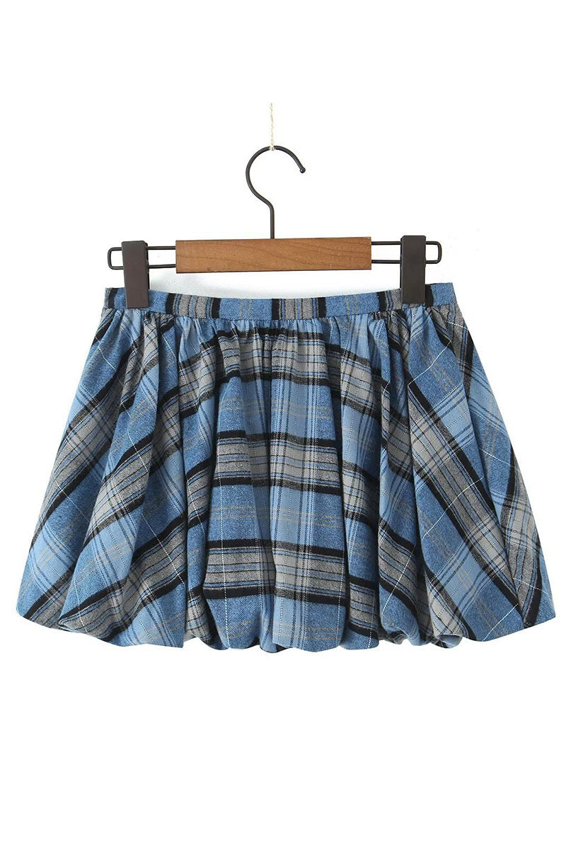 Pleated Plaid Mini Skirt