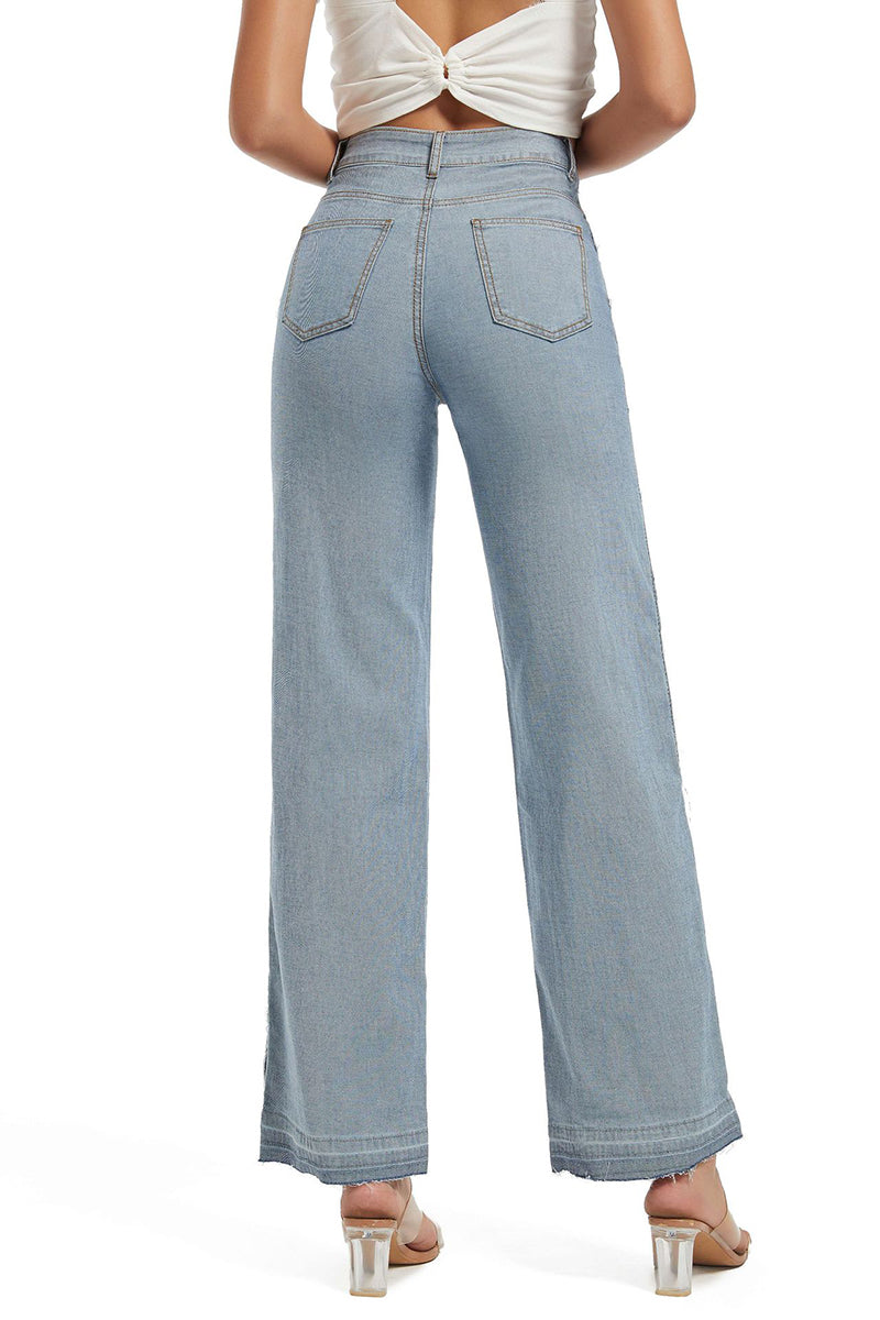 Contrast Panel Wide-Leg Jeans