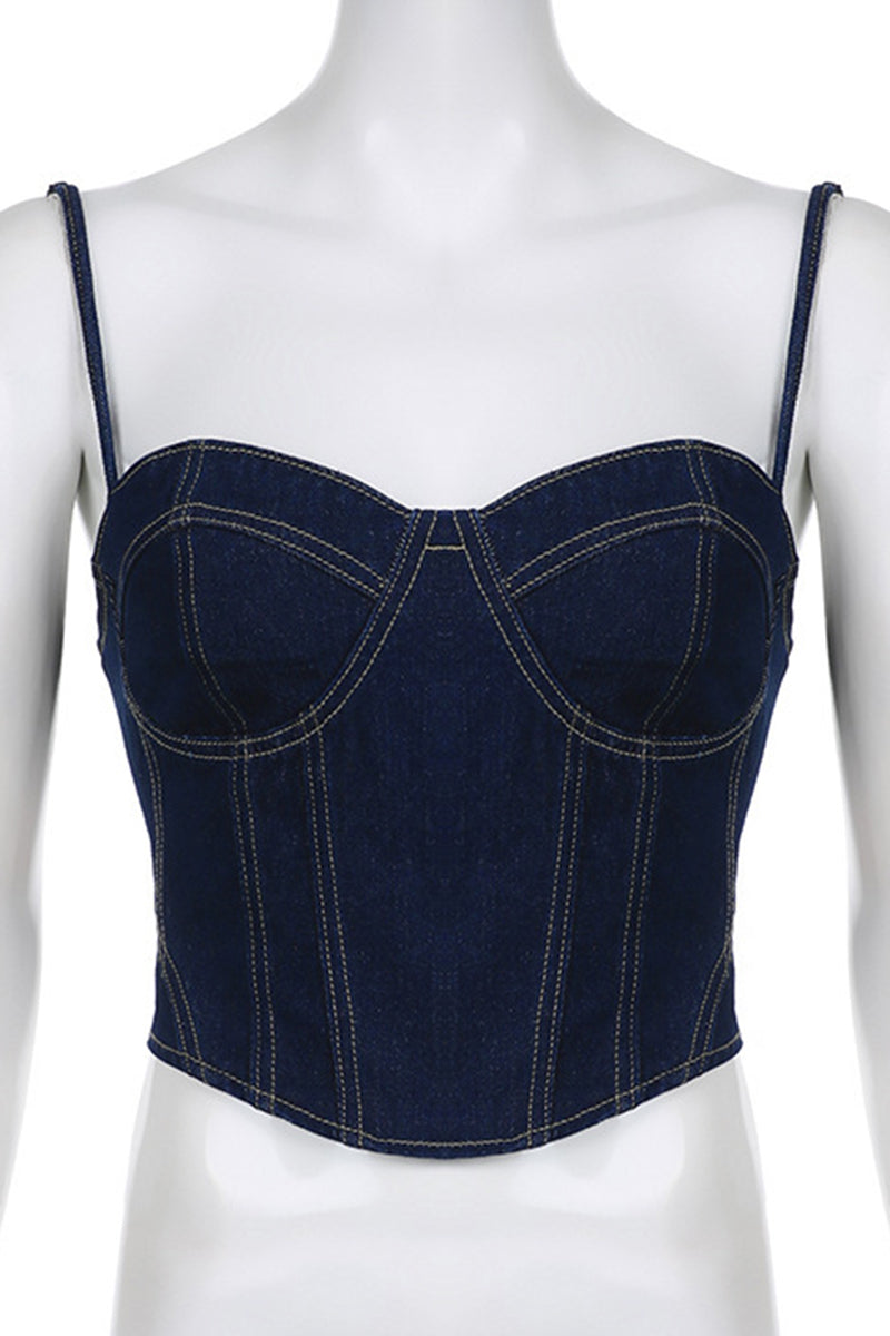 Sweetheart Neckline Denim Bustier