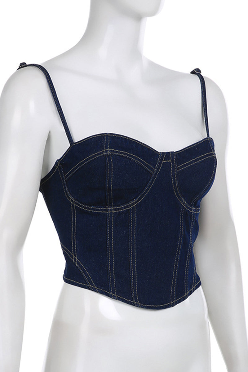 Sweetheart Neckline Denim Bustier