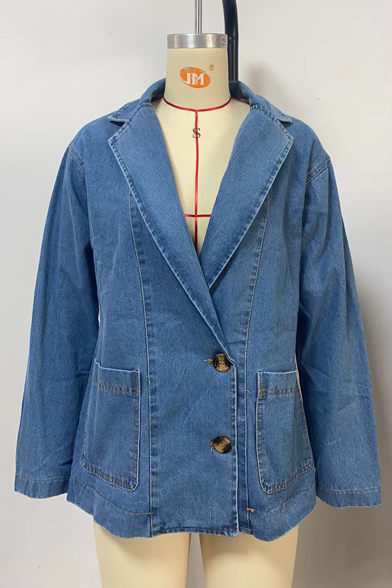 Oversized Denim Blazer Jacket