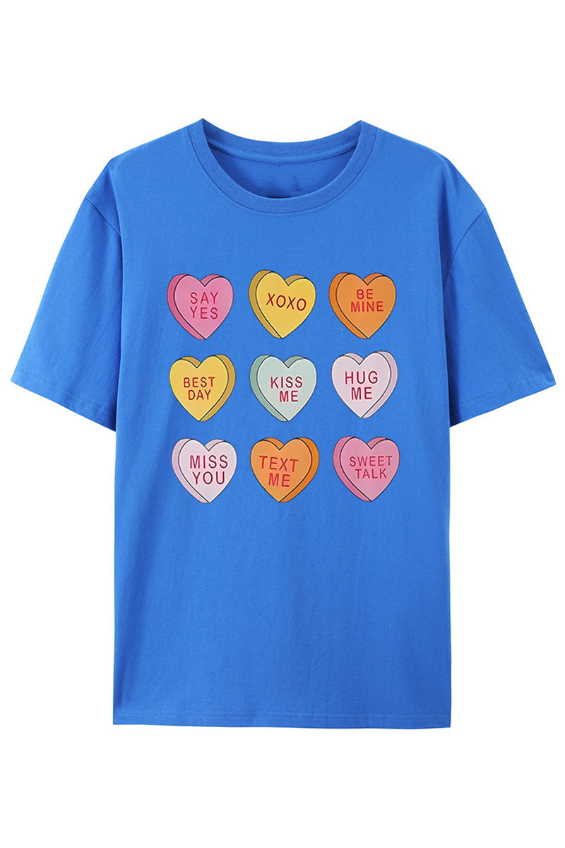 Graphic Heart Print Casual T-Shirt