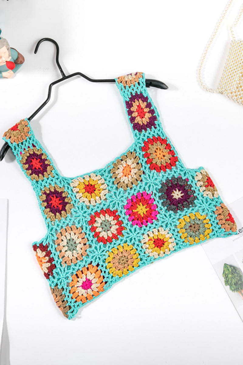 Crochet Patchwork Crop Tank Top