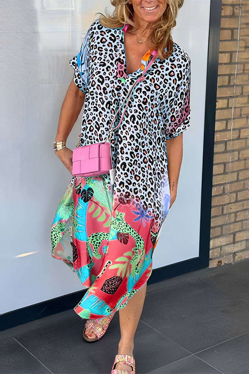 Vibrant and Leopard Print Dress