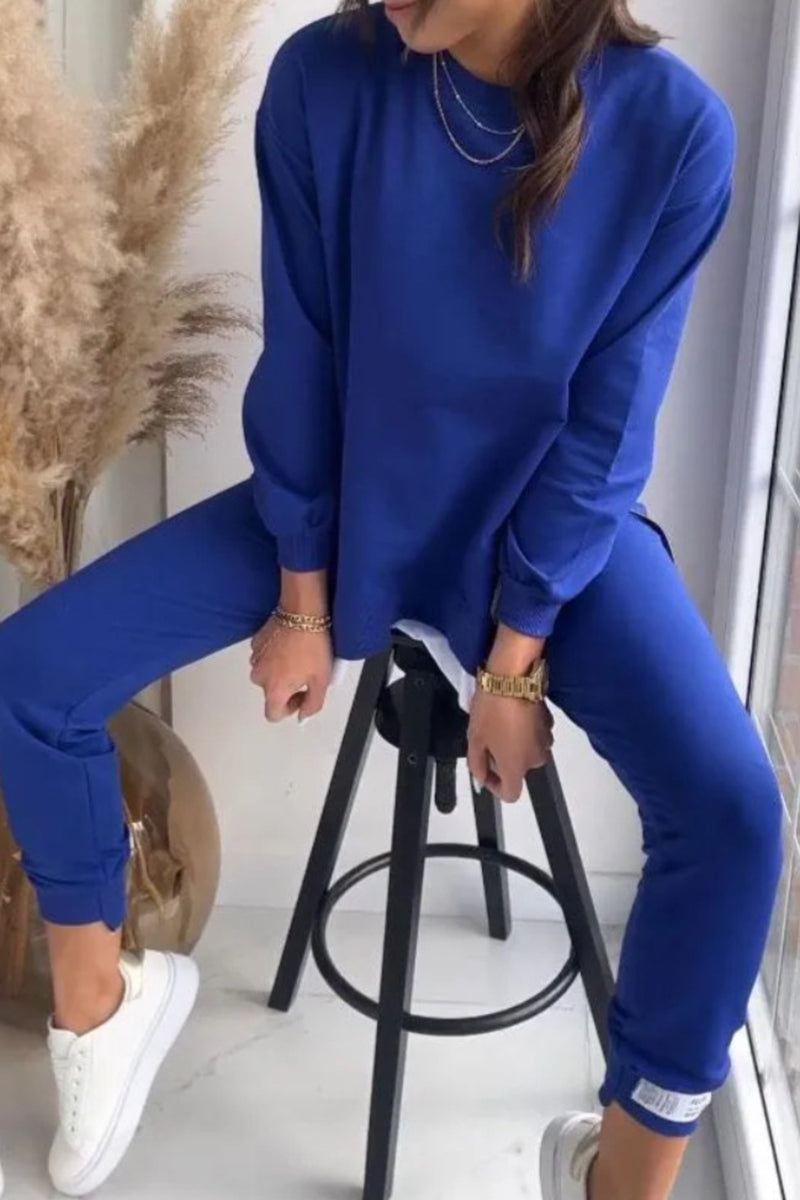 Solid Long Sleeve Top and Pants Set