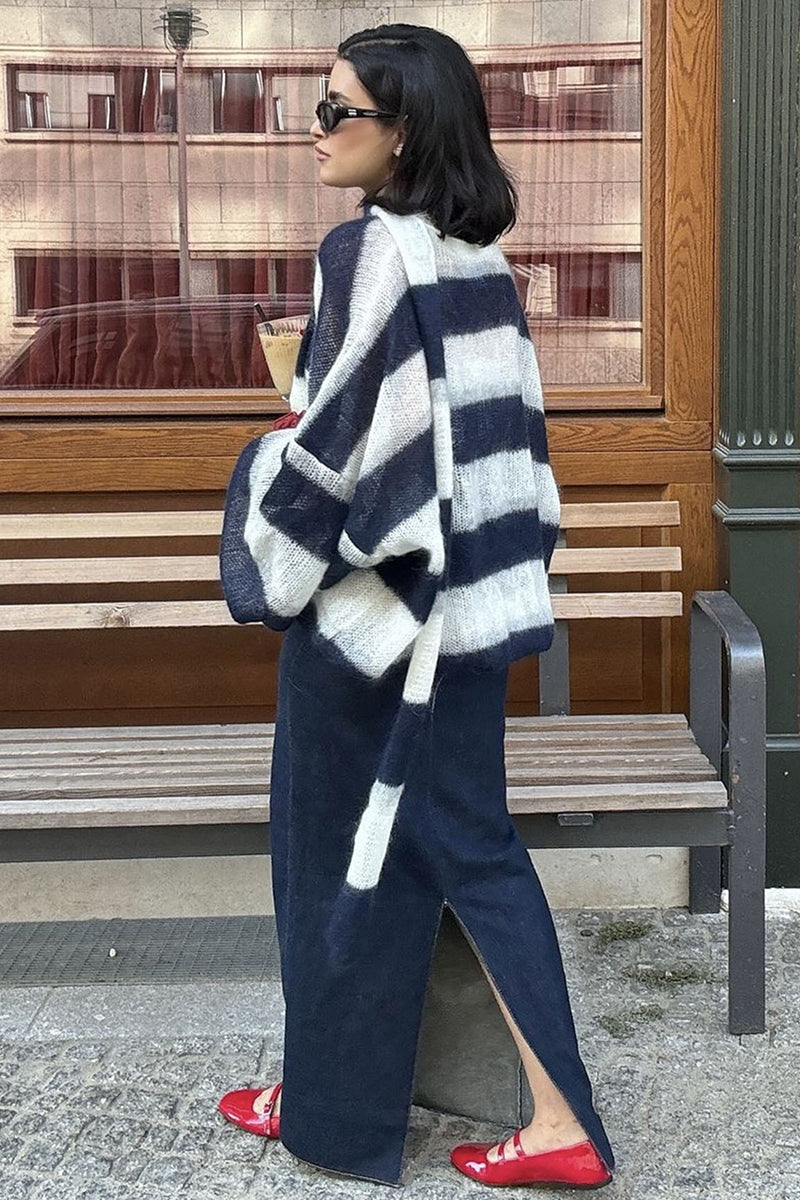 Striped Oversized Knit Cardigan