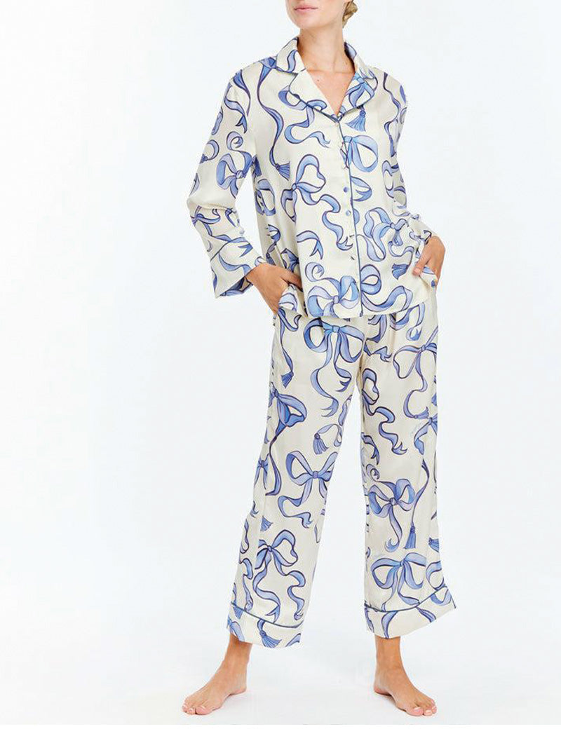 Bow Print Two-Piece Loungewear Set