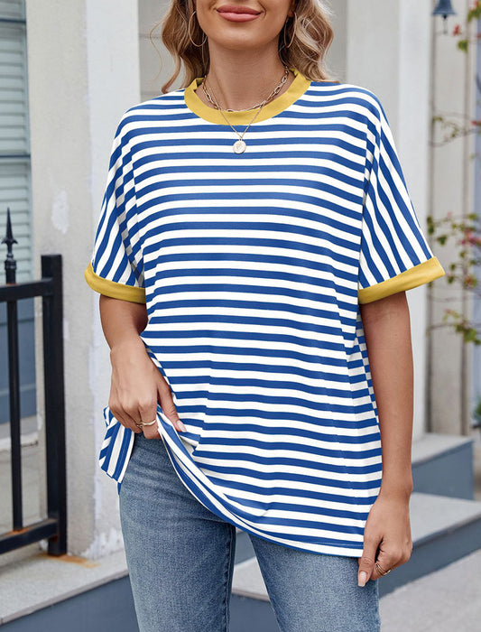 Striped Contrast Trim T-shirt