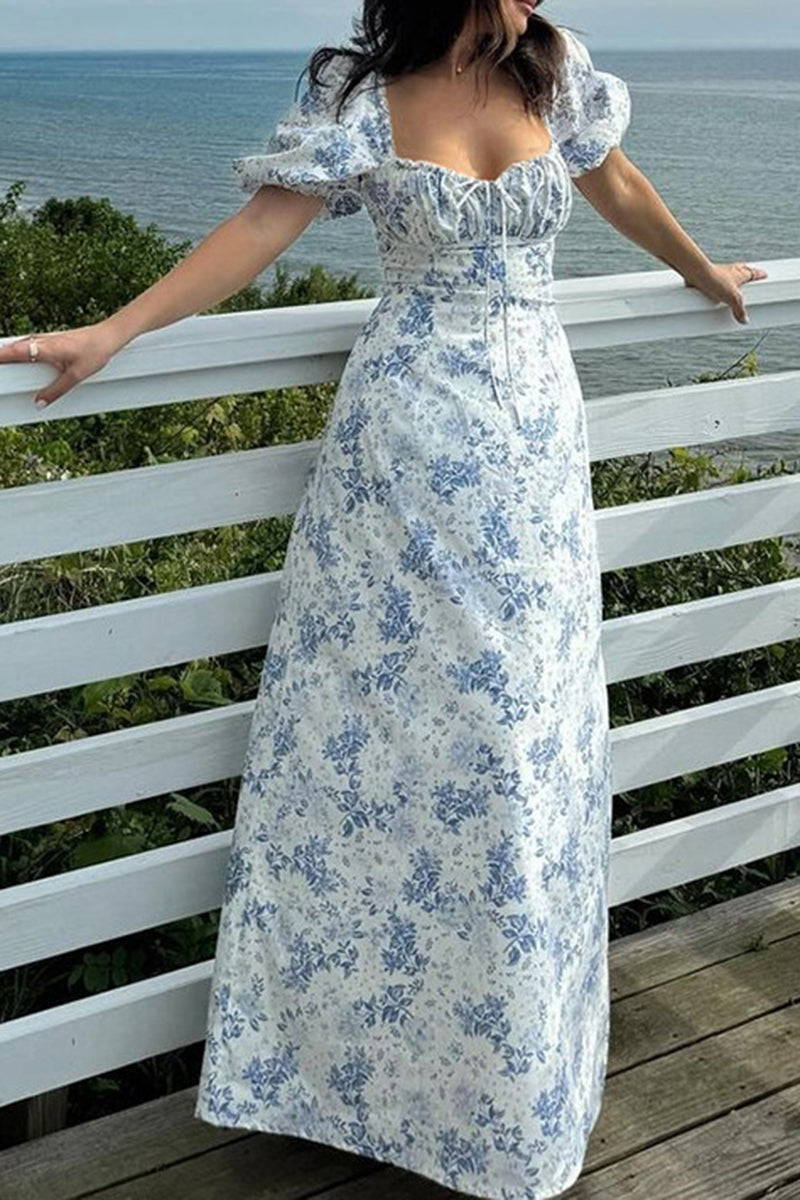 Puff Sleeve Floral Maxi Dress