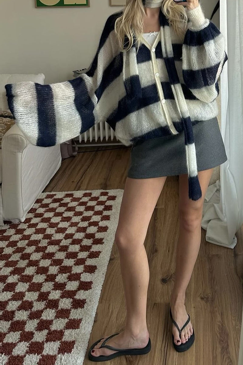 Striped Oversized Knit Cardigan