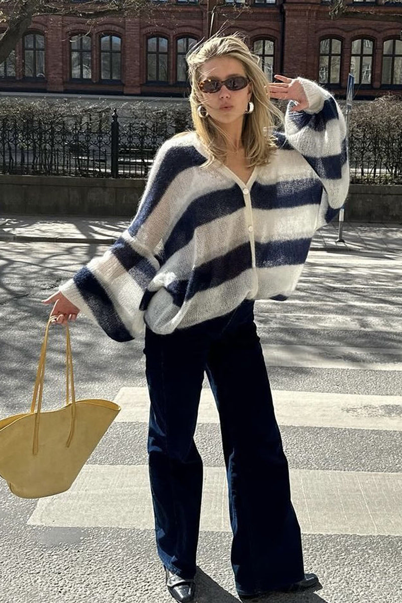 Striped Oversized Knit Cardigan