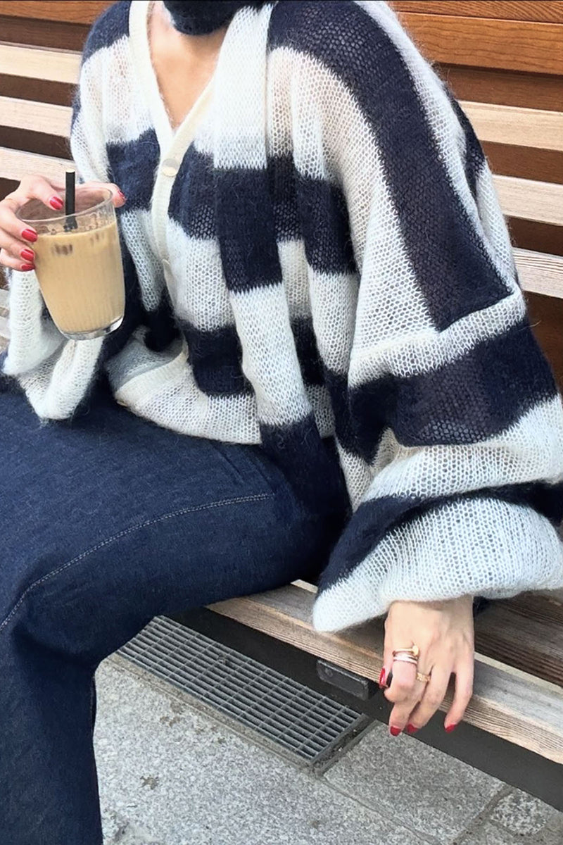 Striped Oversized Knit Cardigan