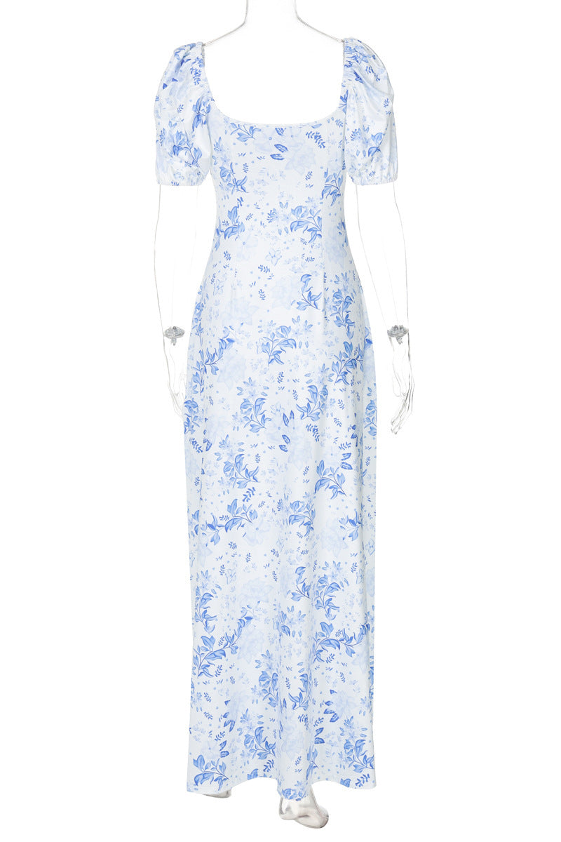 Puff Sleeve Floral Maxi Dress