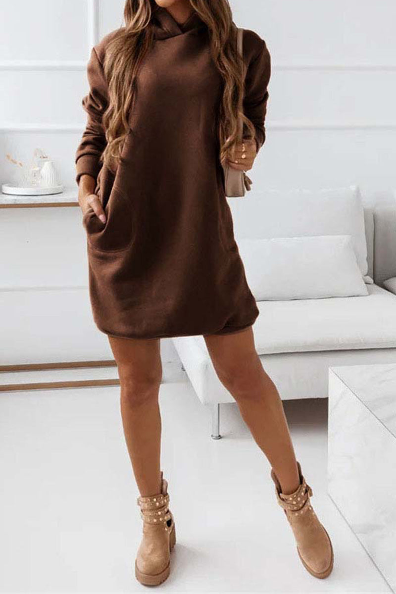 Cozy Hooded Dress with Pocket