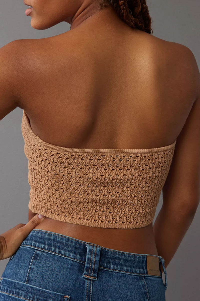 Strapless Crocheted Knit Tube Top