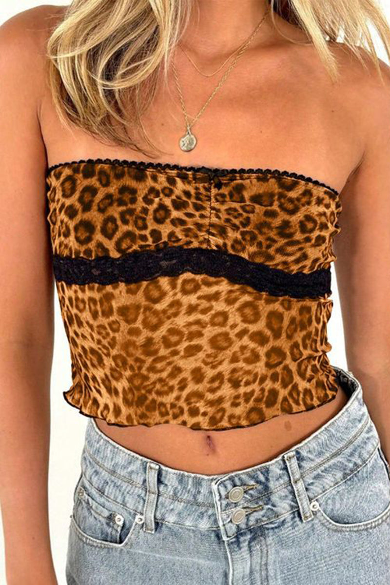 Leopard Print Strapless Tube Top