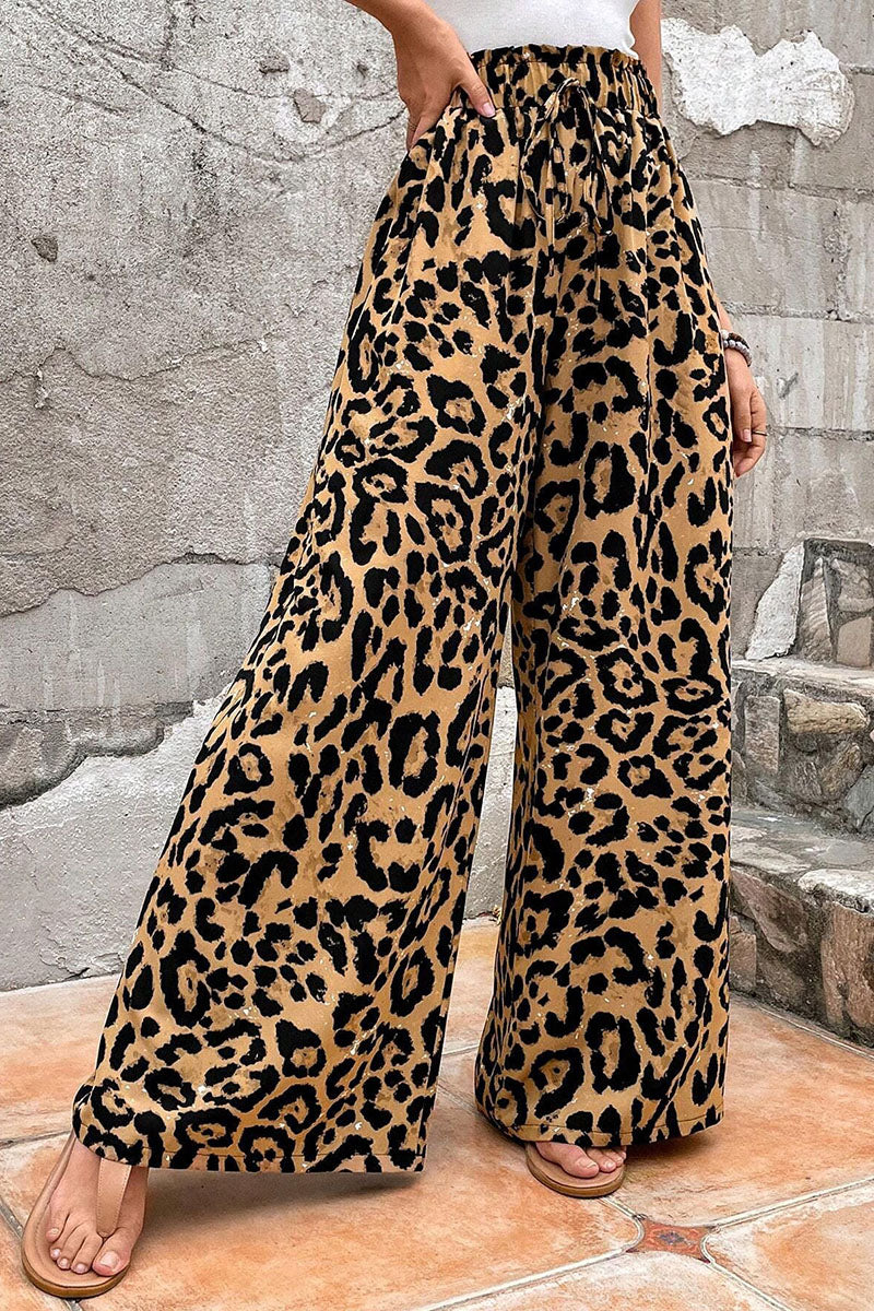 Leopard Print Wide-Leg Pants