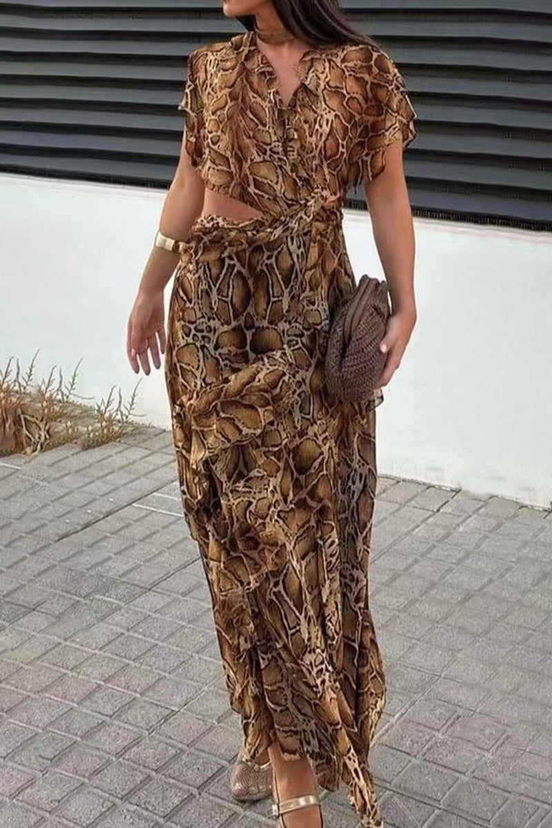 Leopard Wrap Midi Dress