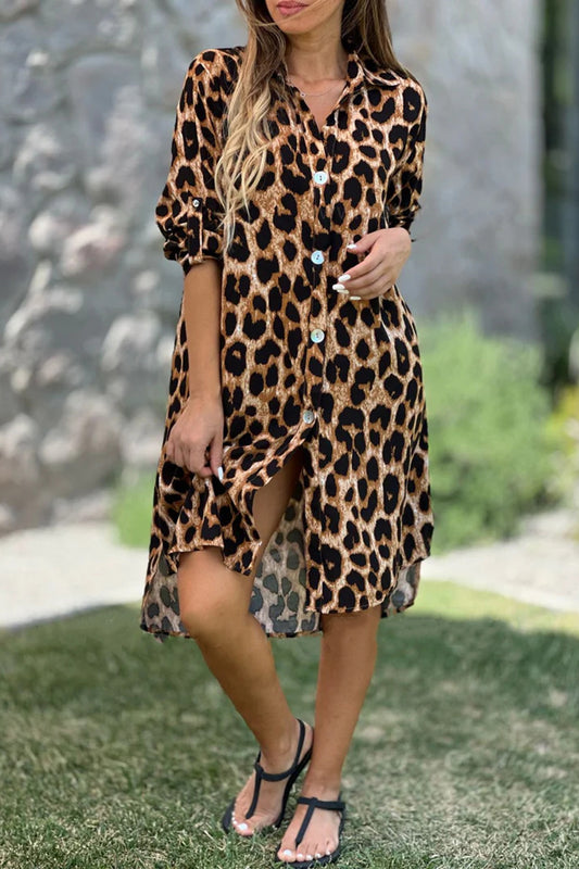 Leopard Print Button-Down Dress