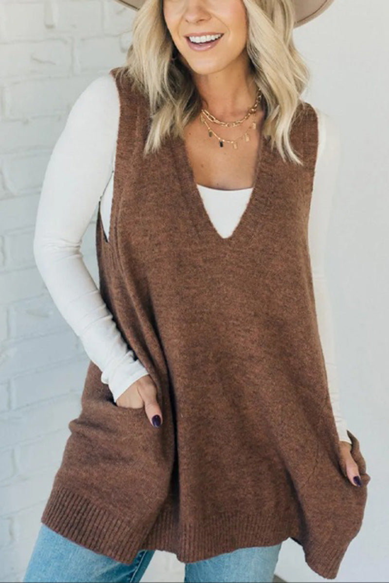 V-Neck Oversized Knit Vest