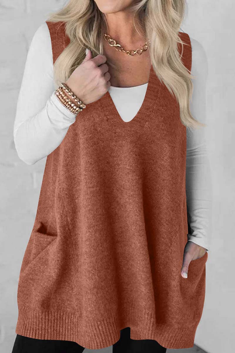 Sleeveless Knit Tunic with Pockets