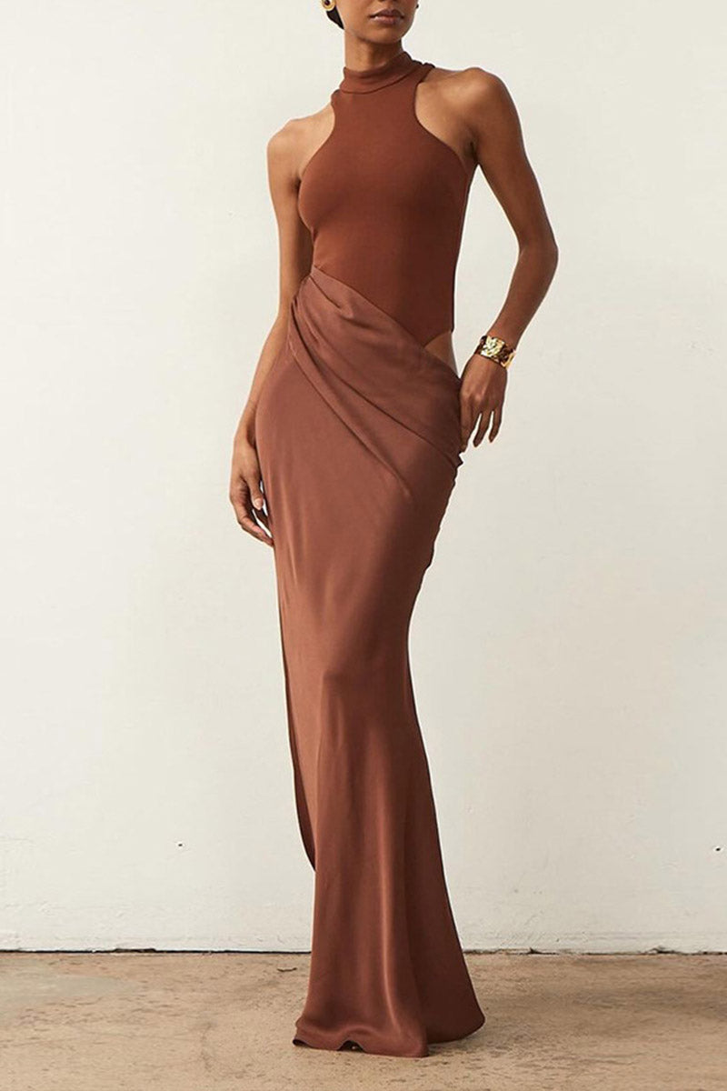 Sleeveless High-Neck Maxi Dress