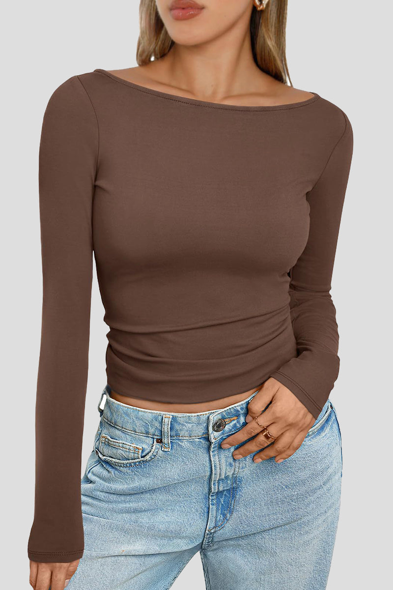 Off-Shoulder Ruched Knit Top