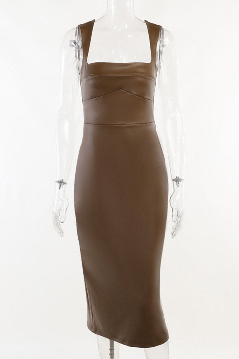 Sleek Bodycon Faux Leather Dress