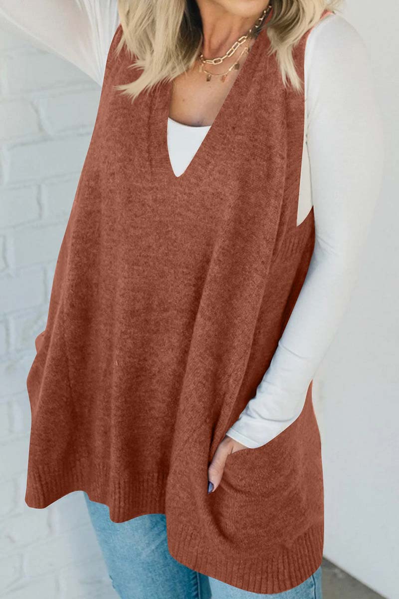 Sleeveless Knit Tunic with Pockets