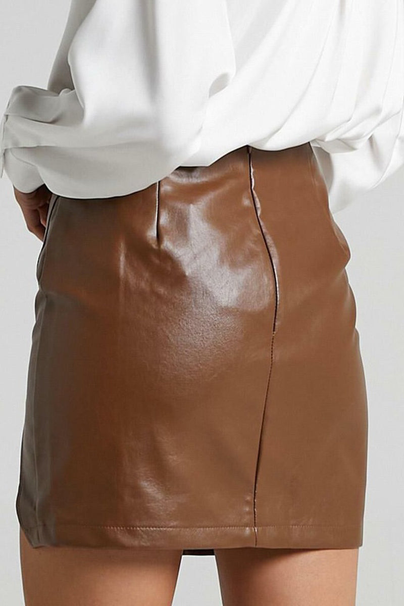 Sleek Faux Leather Mini Skirt with Side Slit