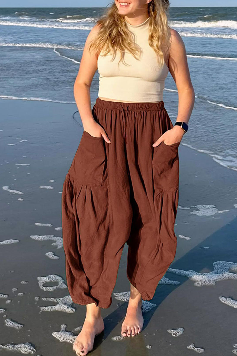 Drawstring Wide-Leg Cargo Pants