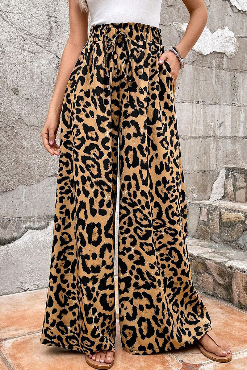 Leopard Print Wide-Leg Pants