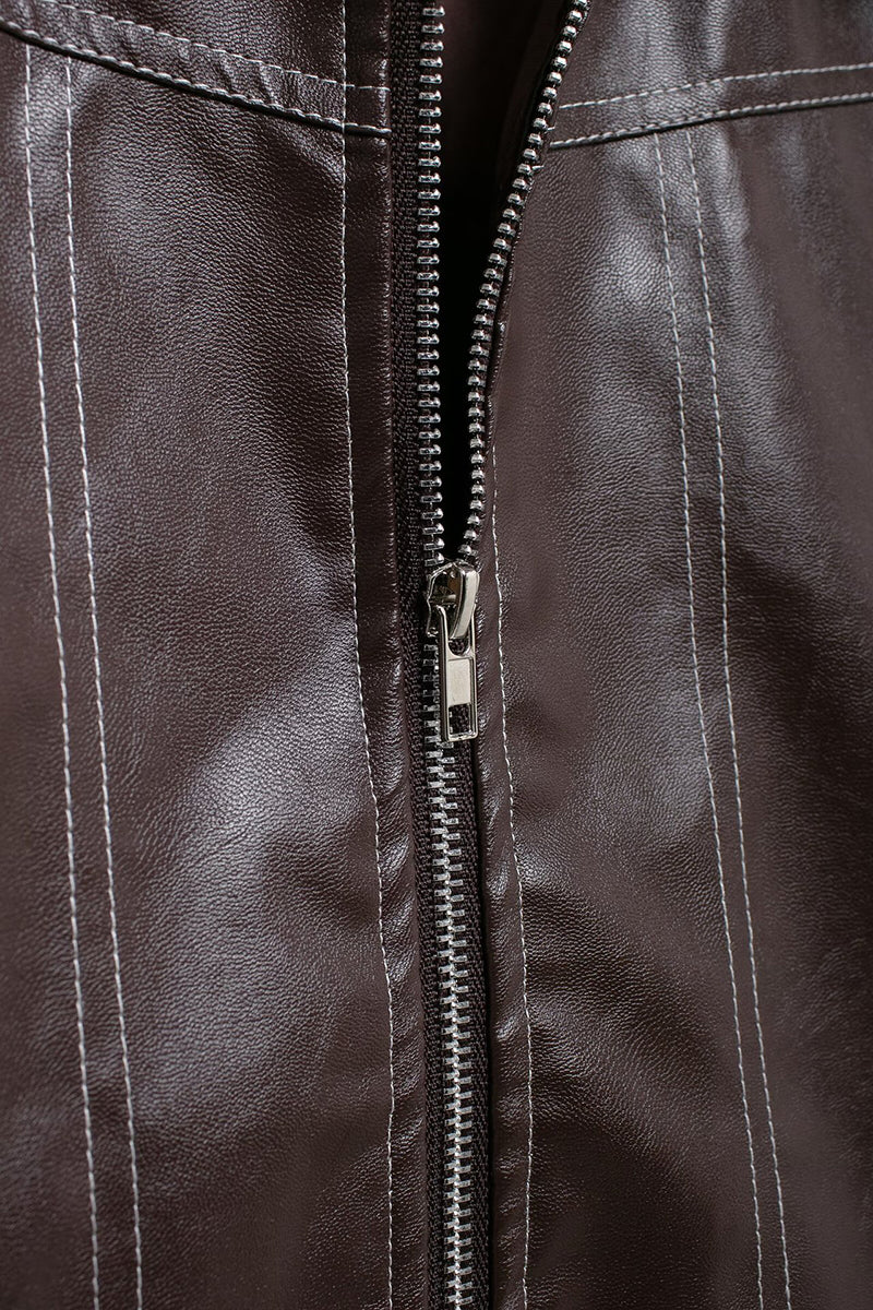 Zip-Up Faux Leather Jacket