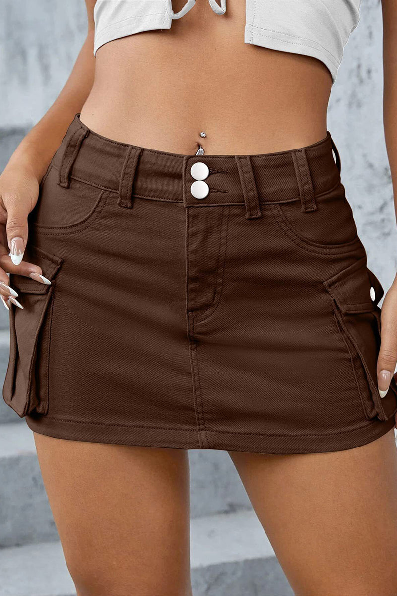 Low-Rise Cargo Mini Skirt