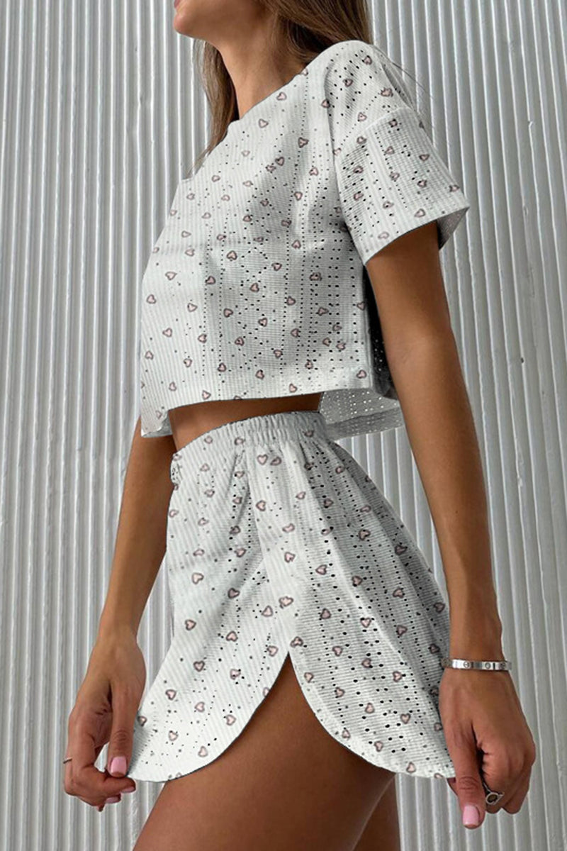 Printed Crop Top and Shorts Set